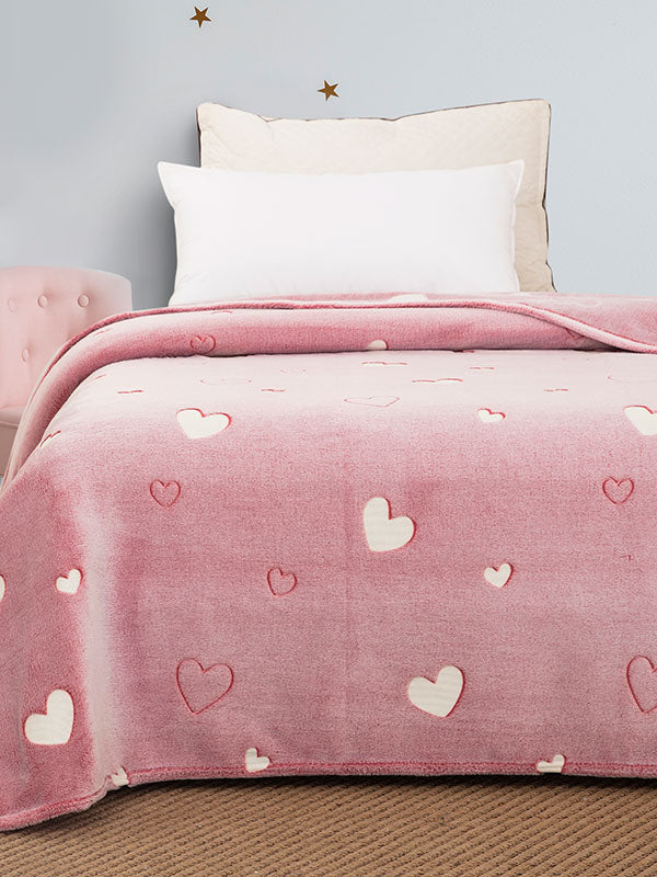 Κουβέρτα φωσφοριζέ κούνιας Hearts Pink 110x140