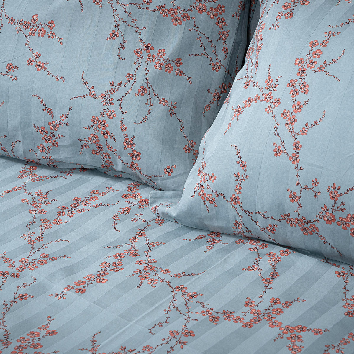 King size fitted sheet set Art 12211 Emerald 100% Cotton Sateen 300tc 170x200+30 Sky blue