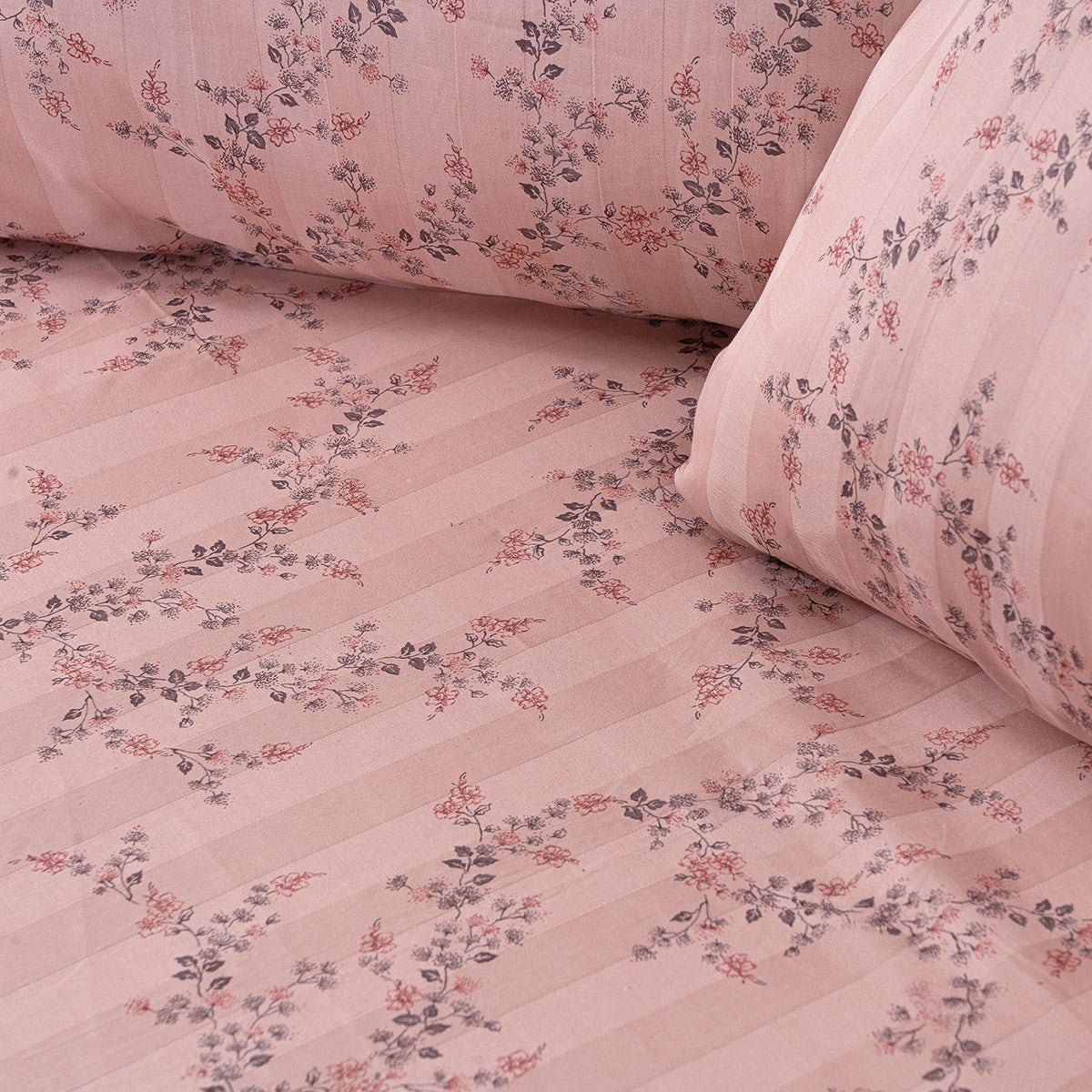 King size sheet set with elastic Art 12214 Flora 100% Cotton Sateen 300tc 170x200+30 Salmon