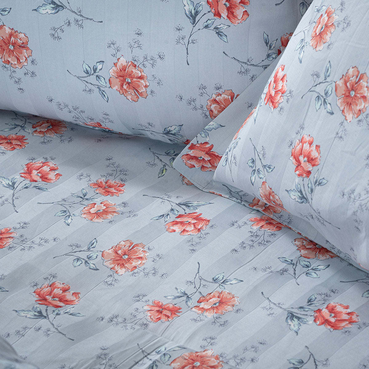 Fitted sheet set Art 12219 Ivy 100% Cotton Sateen 300tc 170x200+30 Grey