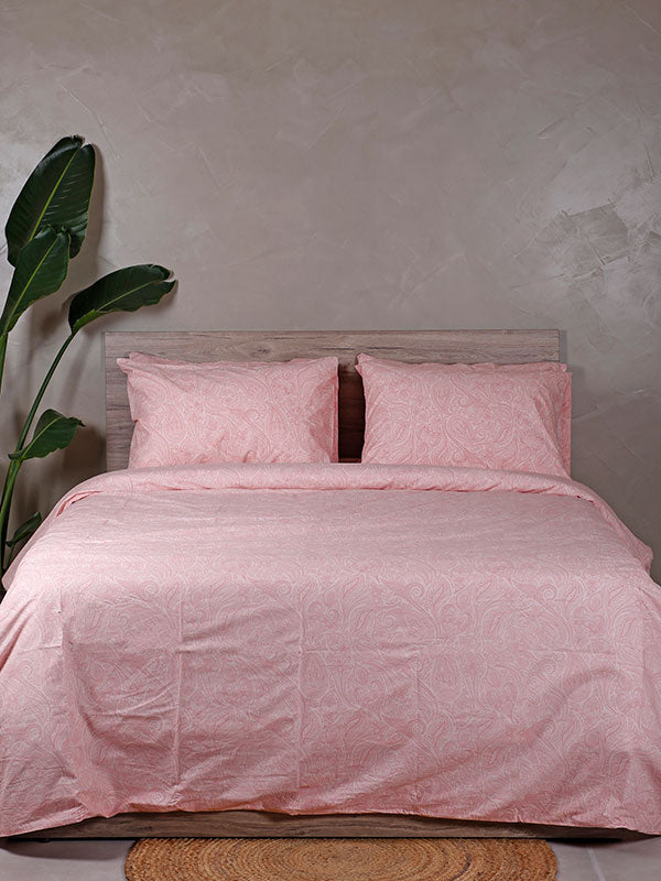Σετ Σεντόνια Cotton Feelings 2040 Pink Μονό με λάστιχο(105×205+30)