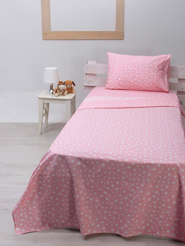 Σετ Σεντόνια cotton feelings 22 Pink Μονό με λάστιχο(105x205+30)