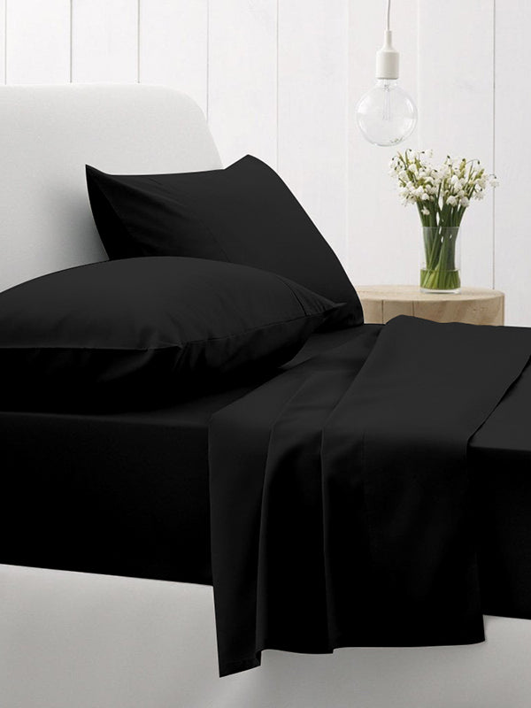 Σετ Σεντόνια Cotton Feelings 111 Black Διπλό με λάστιχο (150x205+30)