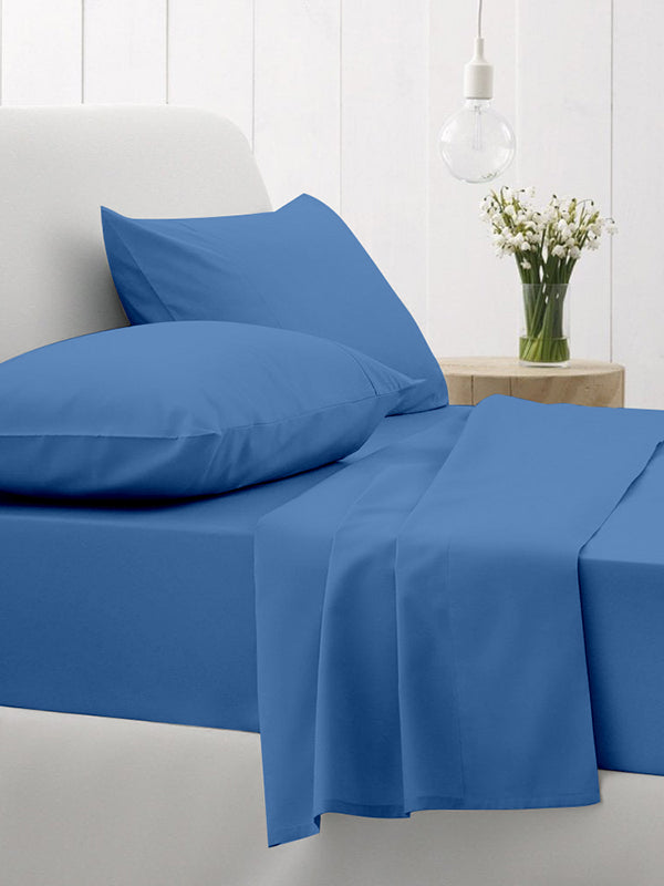 Σετ Σεντόνια Cotton Feelings 104 Blue Υπέρδιπλο με λάστιχο (170x205+30)