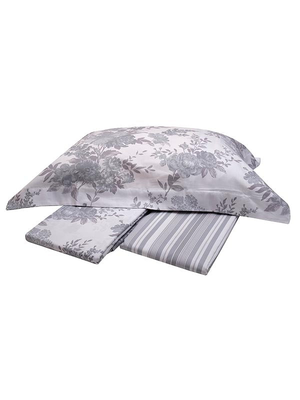 Σετ Σεντόνια Satin εμπριμέ Clarissa Grey King Size (270x280)