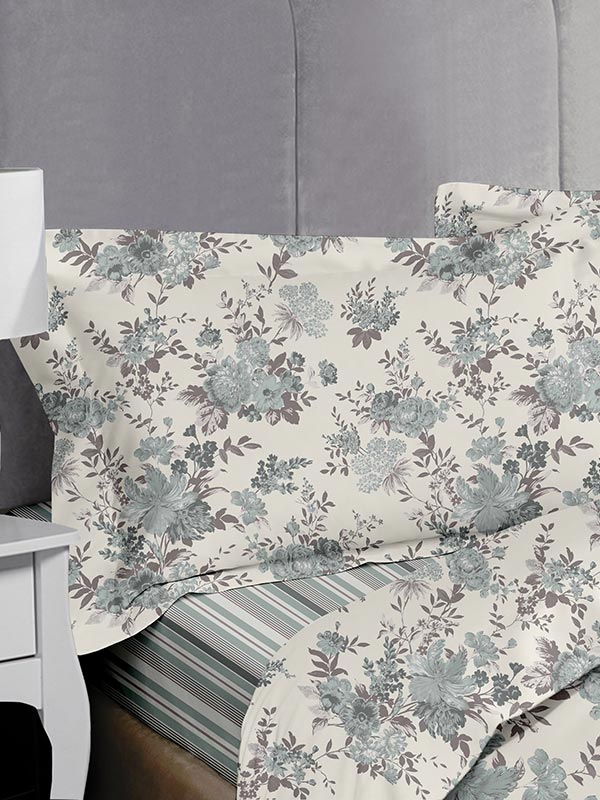 Σετ Σεντόνια Satin εμπριμέ Clarissa Grey King Size (270x280)