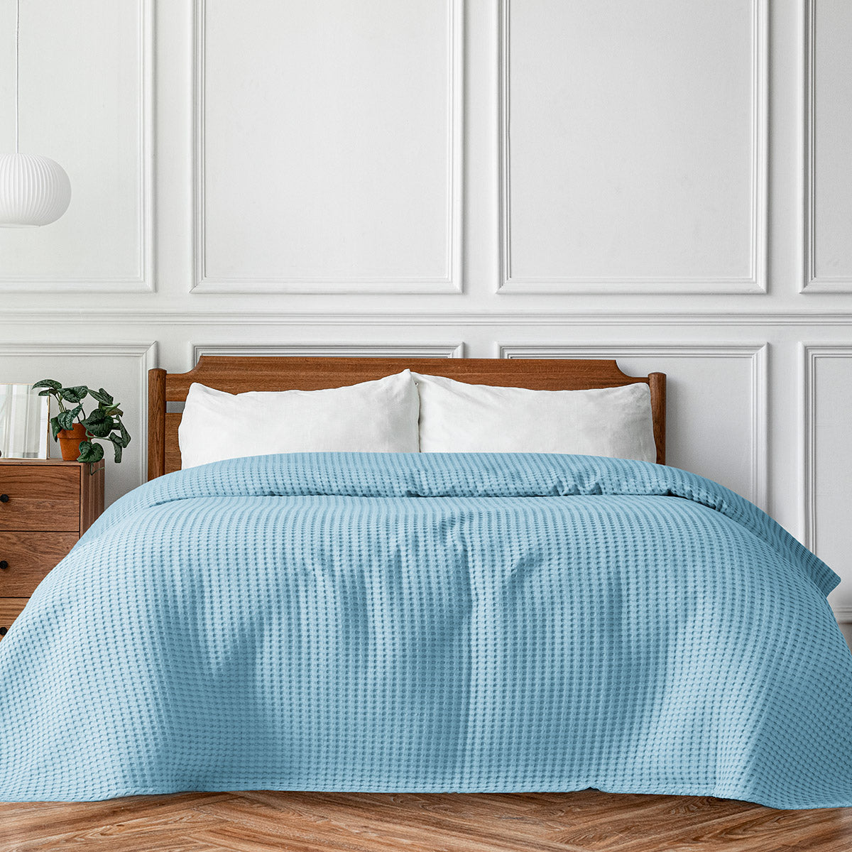 Πικέ υπέρδιπλη waffle Art 1990 L.blue 230x240 Γαλάζιο Γαλάζιο / 230x240
