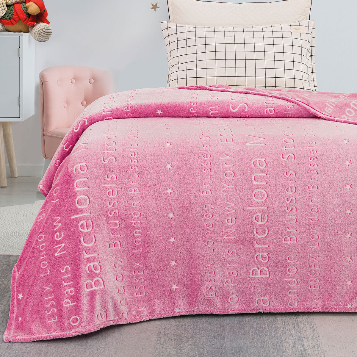 Κουβέρτα μονή φωσφορίζουσα Art 6134  160x220 Ροζ