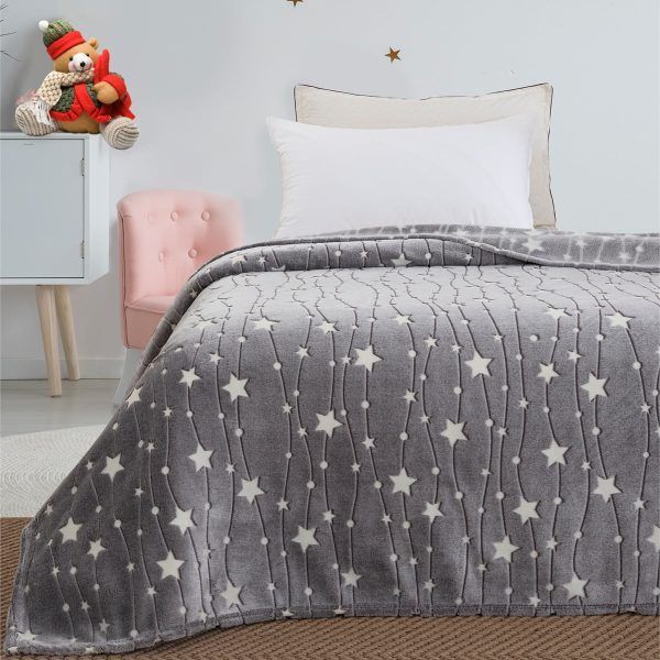 Κουβέρτα μονή φωσφορίζουσα Flash Art 6136 160x220 Γκρι