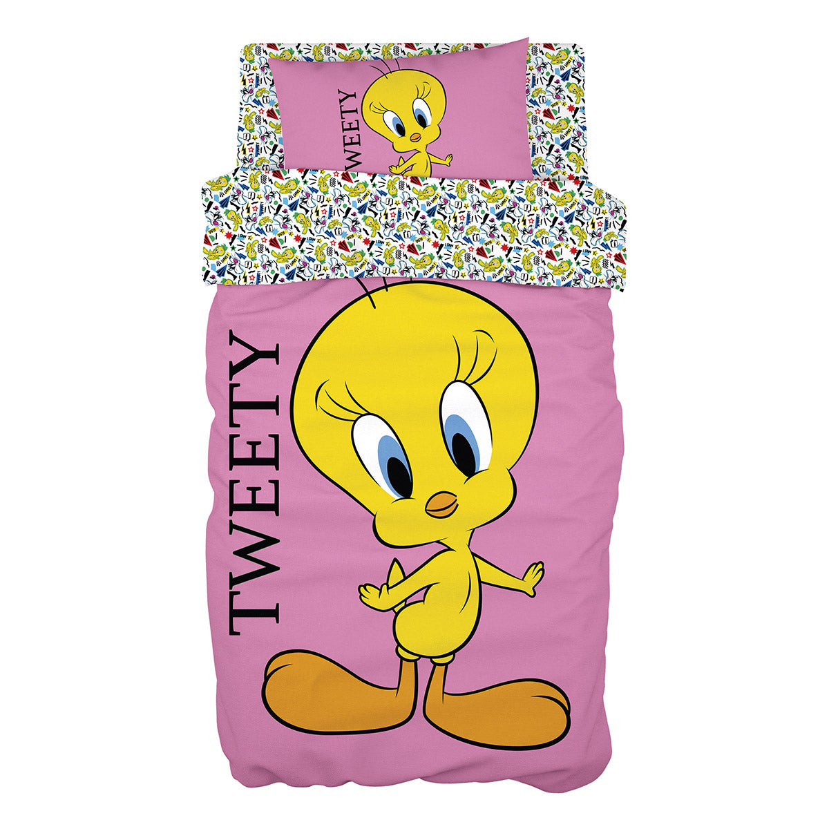 Σετ παπλωματοθήκη μονή Art 6190 Tweety 165x250 Ροζ Ροζ / 165x250