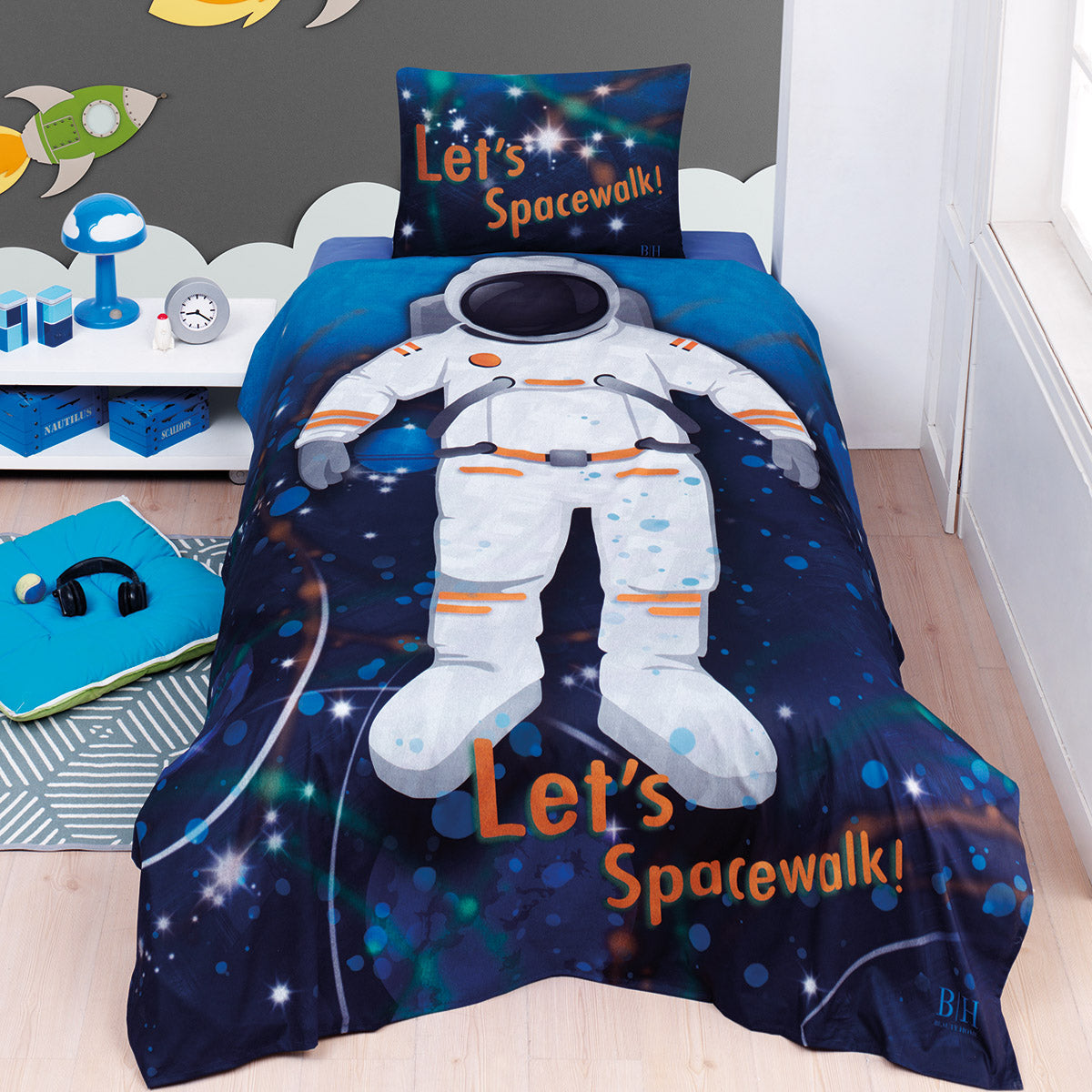 Σετ σεντόνια μονά Spacewalk Art 6227 170x240 Εμπριμέ Εμπριμέ / 170x240