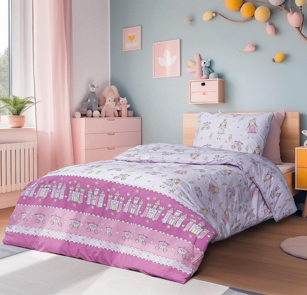 Σετ σεντόνια μονά με λάστιχο Mirabelle Art 6233 105x200+30 Λιλά Λιλά / Μονό