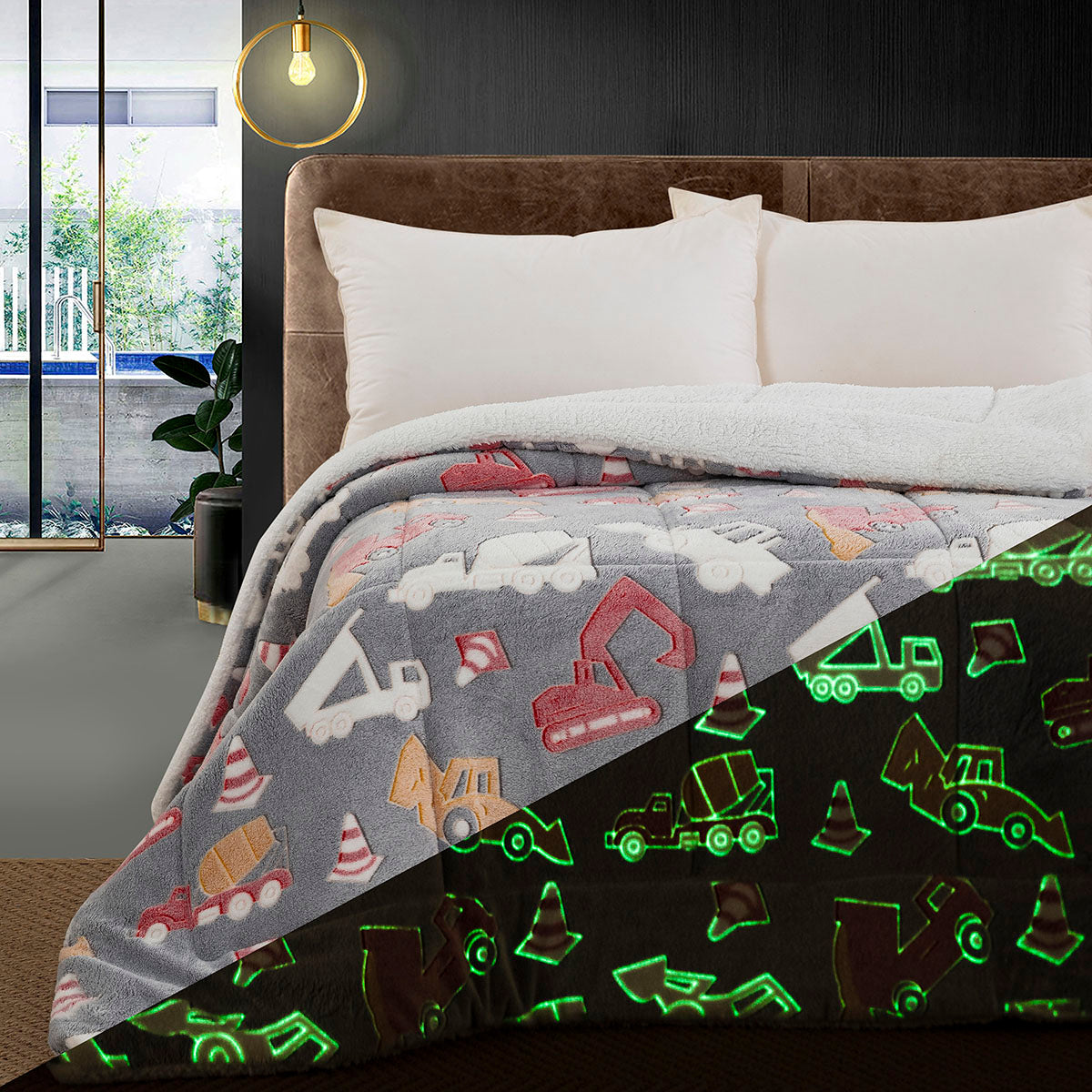 Κουβερτοπάπλωμα μονό φωσφοριζέ Glow Art 6269 160x220 Γκρι Γκρι / 160x220