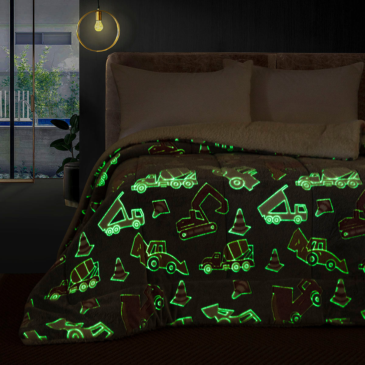 Κουβερτοπάπλωμα μονό φωσφοριζέ Glow Art 6269 160x220 Γκρι Γκρι / 160x220