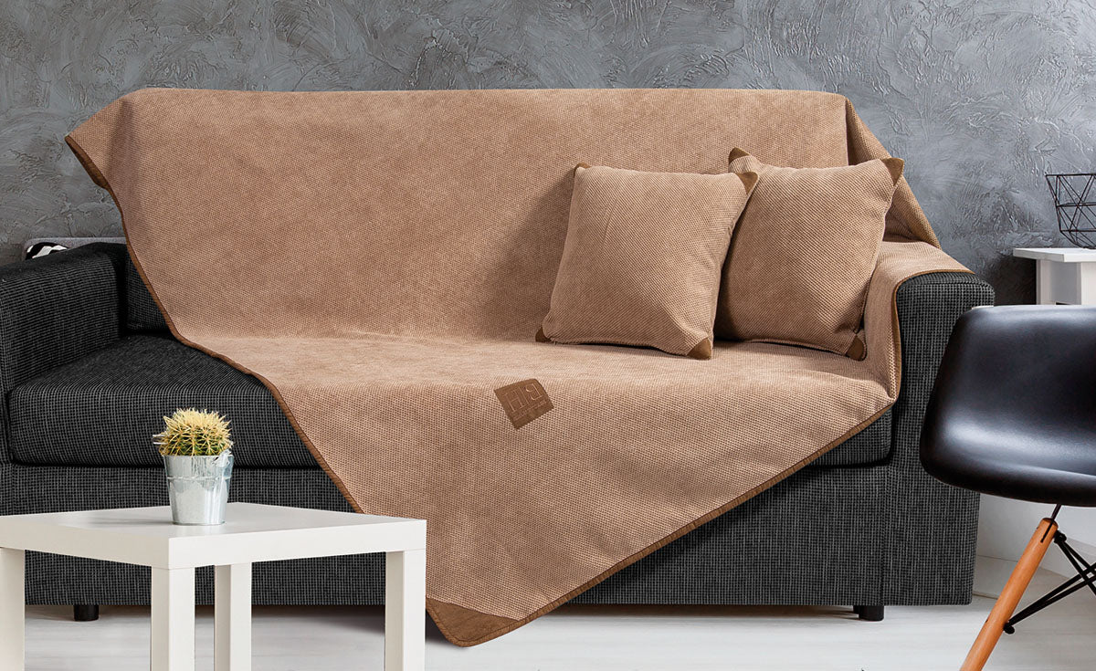 Four-Seater Throw Camel Art 8241 180x350 Beige