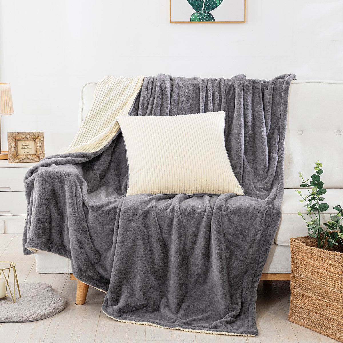 Sofa throw-blanket Addictive Art 8401 140x180 Gray
