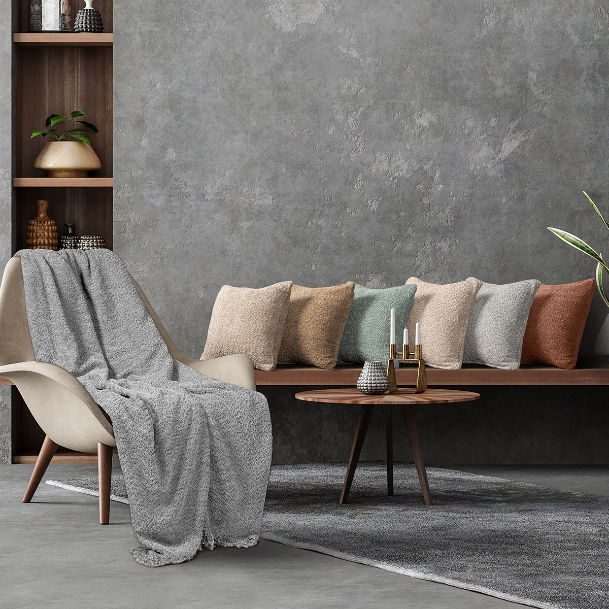 Throw fabric by the meter Φ180 Lamb Art 8571 Gray