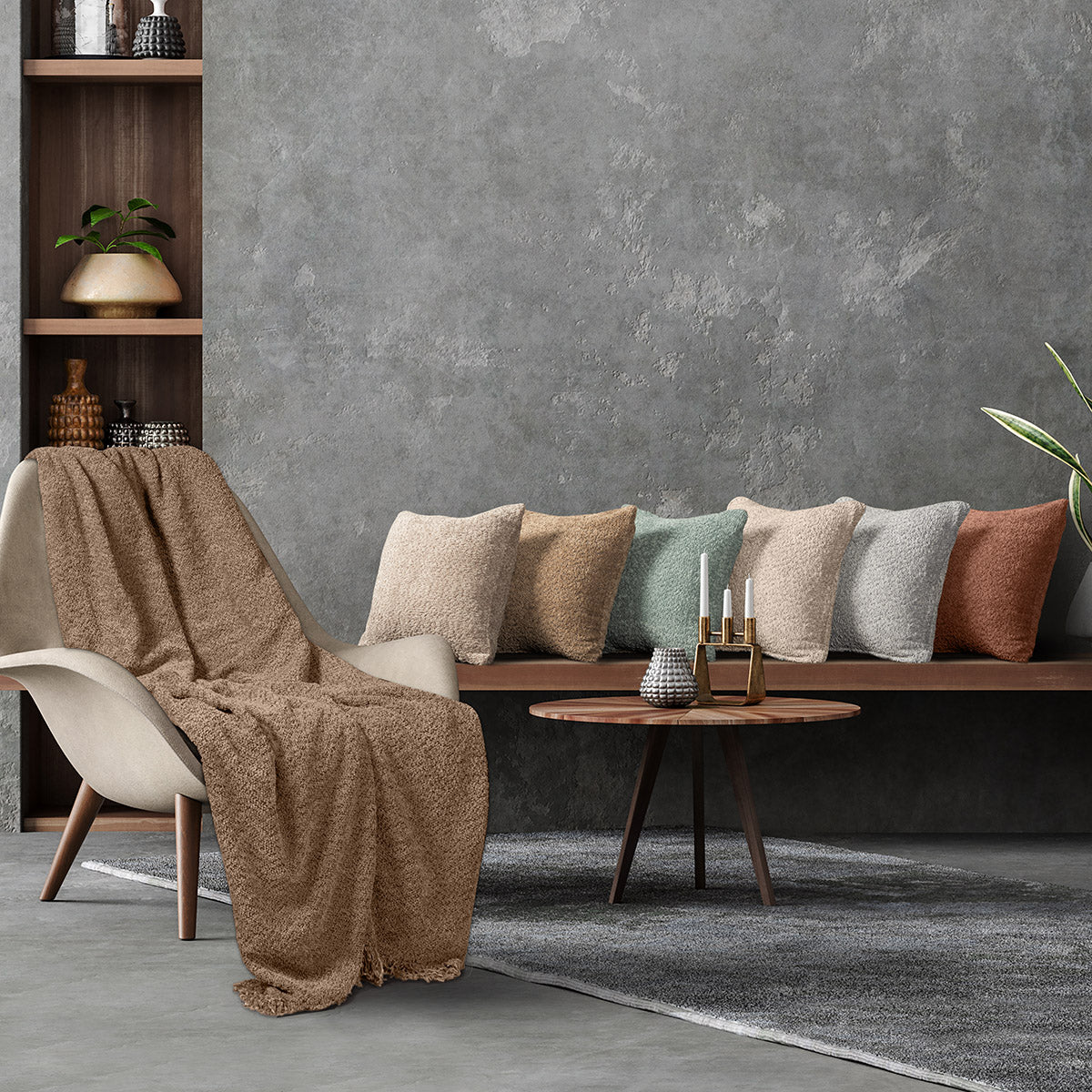 Throw fabric by the meter Φ180 Lamb Art 8575 Beige