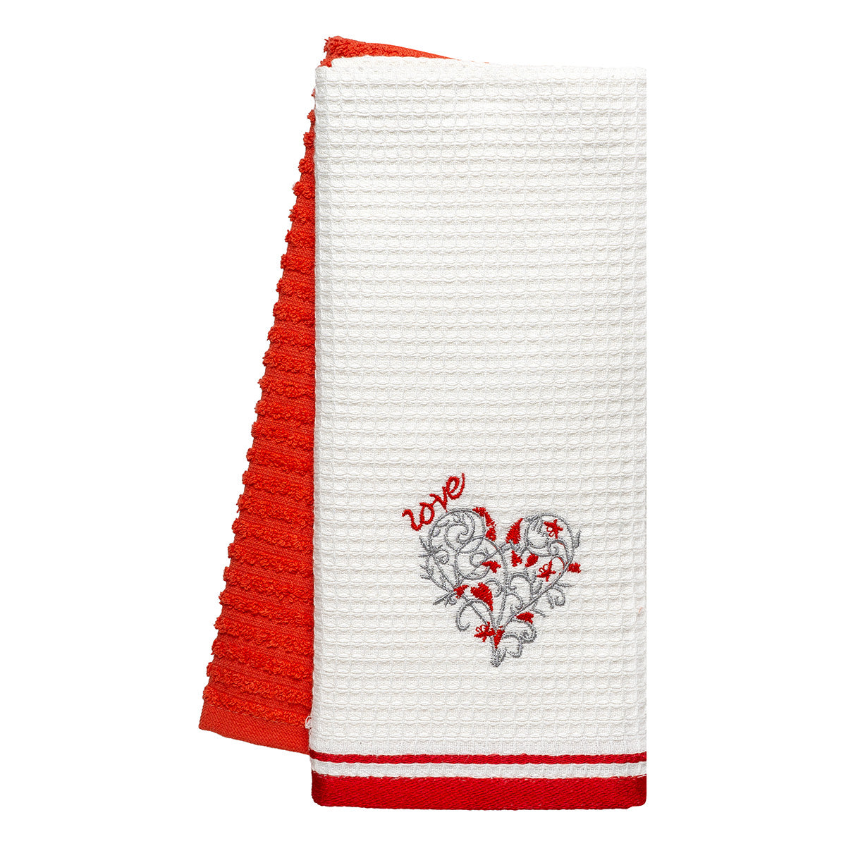 Ποτηρόπανα σετ 2τμχ Love Art 8808 40x60 Κόκκινο Κόκκινο / 40x60