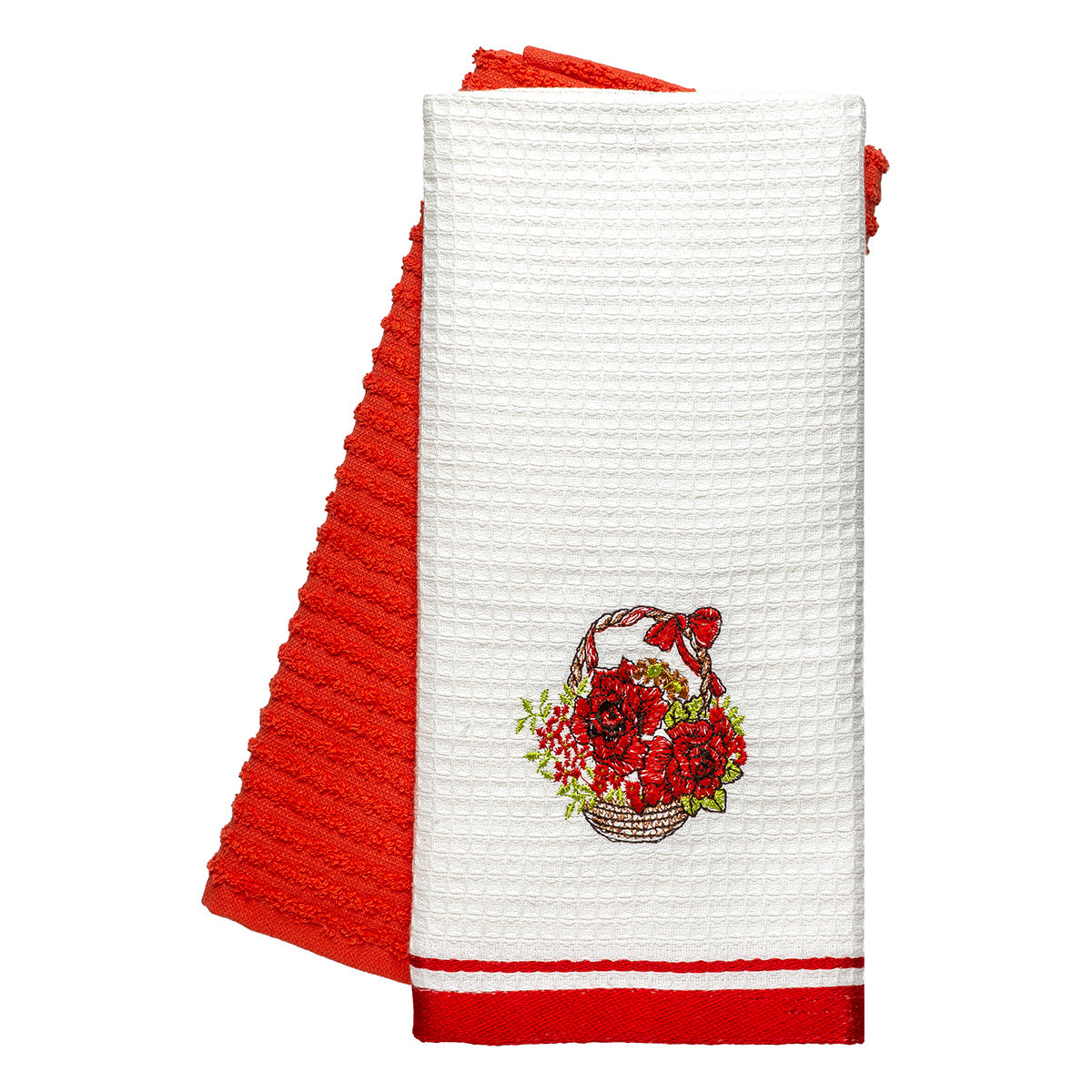 Ποτηρόπανα σετ 2τμχ Flowers Art 8822 40x60 Κόκκινο Κόκκινο / 40x60