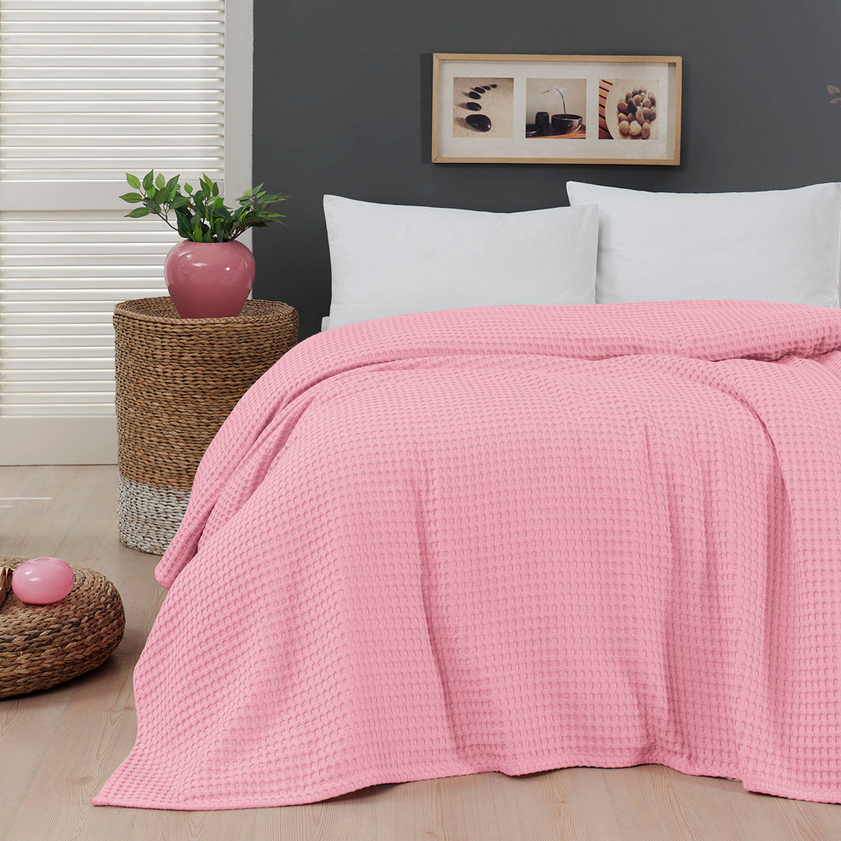 Πικέ υπέρδιπλη waffle Art 1990 Pink  230x240 Ροζ