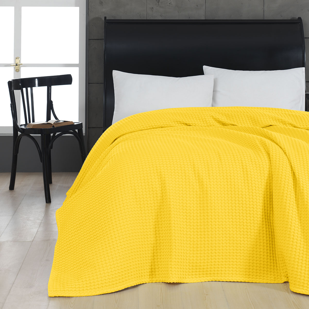 Πικέ υπέρδιπλη waffle Art 1990 Yellow  230x240 Κίτρινο