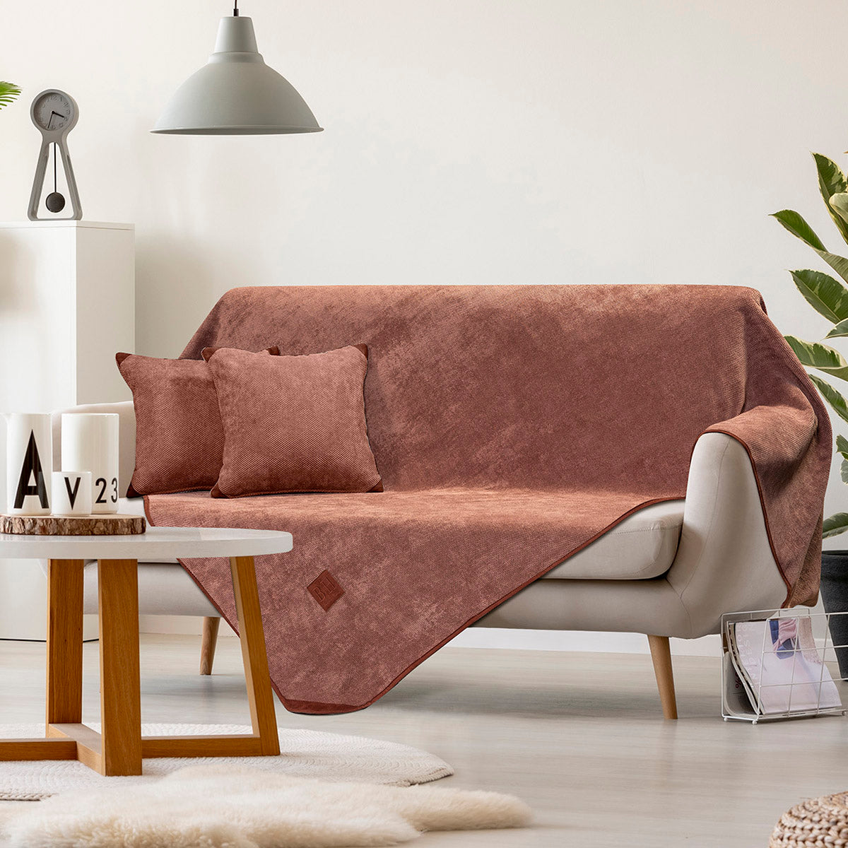 Ριχτάρι Τριθέσιο Micro velour 180x300 Art 8405 Τριθέσιο Κεραμιδί